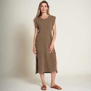 Rowan Muscle tank Elegant Brown Midi Dress organic cotton